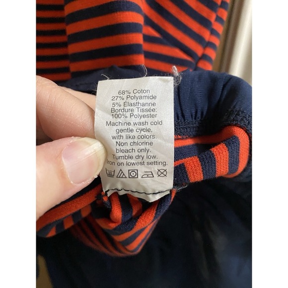 J. Crew Red and Navy Blue Striped Ruffle Hem Tank Top Size XL Button Back - Picture 9 of 11